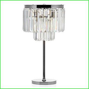 Luxeクリスタルテーブルアクセントランプクリスタルニッケルメッキアイアンフレームガラスフリンジテ