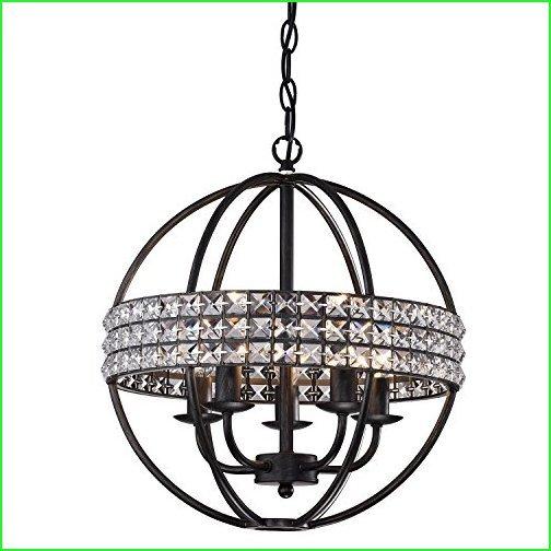 Edvivi 5-Light Antique Bronze with Crystal Globe Cage Chandelier Ceiling Fixture Glam Lighting