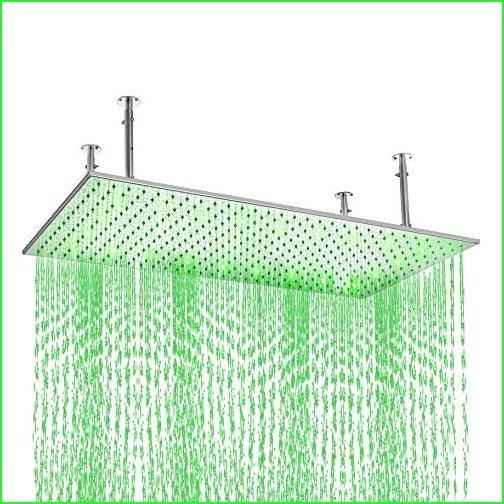 KunMai　20&quot;x40&quot;　LED　Rain　(with　Modern　Shower　Brushed　LED,　Brushed　Head　Mounted　Luxurious　in　Stainless　Rectangle　Steel　Nickel　Ceiling　Nickel)