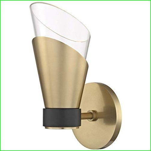 Mitzi H130101-AGB BK Contemporary Modern One Light Wall Sconce from Angie Collection Finish, Aged Brass Black