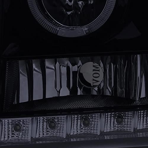 設置送料無料 Spec-D Tuning LED デュアルヘイロー 光沢ピアノ ブラック プロジェクターヘッドライト 2007-2012 GMC Sierra 15