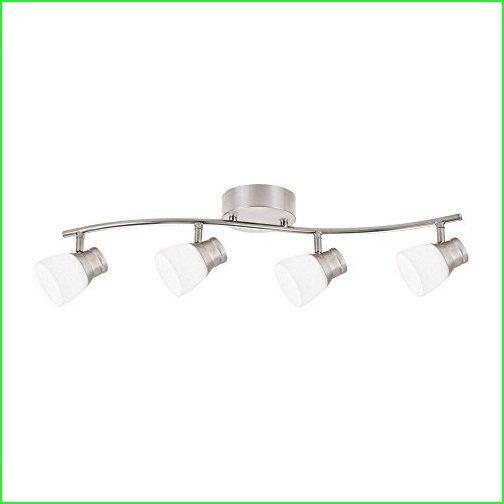 Hampton　Bay　4-Light　Glass　Dimmable　Wave　Bar　Nickel　Brushed　Kit　Lighting　with　Track　LED　Frosted　Fixed