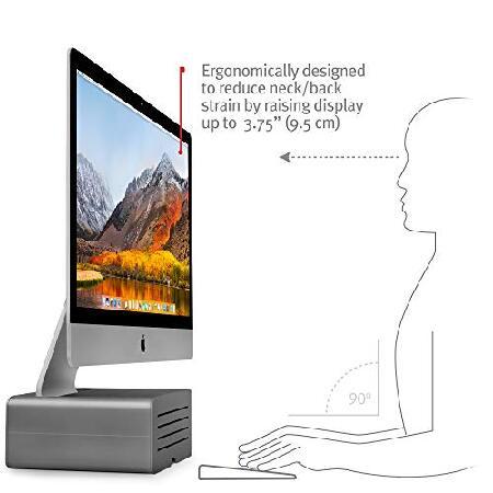 Twelve South HiRise Pro for iMac/ ディスプレイ/ モニタ | 高さ調節スタンド、収納スペースあり、リバーシブルなフロント、レザートップ付き｜galaxy-usa｜06