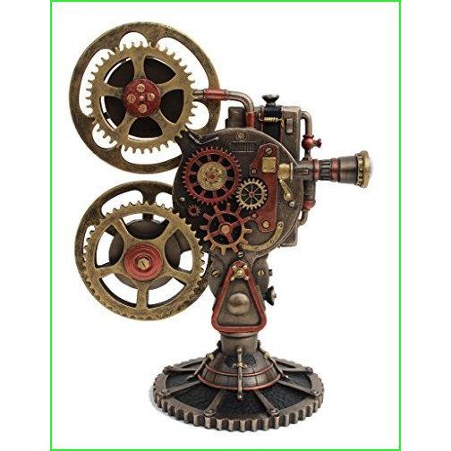 VERONESE Steampunk Projector Statue with LED Cold Cast Bronze