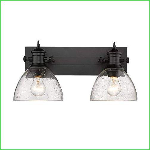 ゴールデン照明3118-BA2 BLK-SDハインズバニティライト、種付きガラスとマットブラック