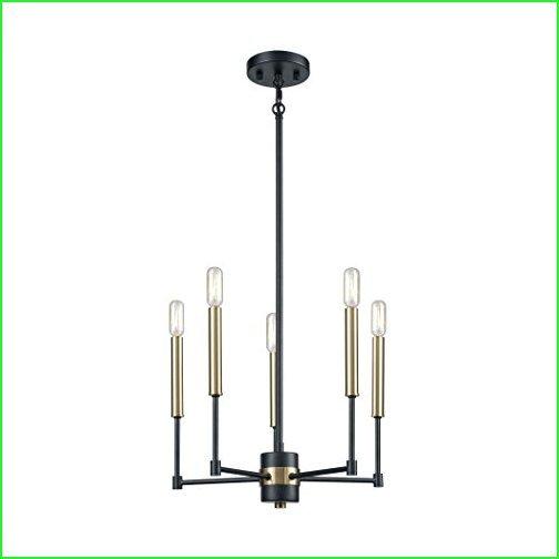 エルク照明15276/5リビングストン5マットブラック/サテンブラスシャンデリア