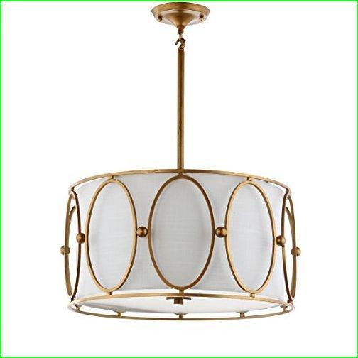 JONATHAN Y 3-Light 19" Metal LED Pendant, Gold White, Glam, Lights, Bulbs Included (JYL9008A)