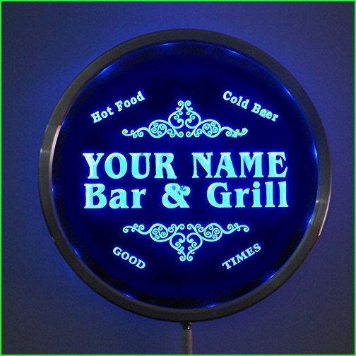 【保証書付】 Neon LED Bar Home Beer Grill & Bar Family Custom Personalized Name rs-u-tm-b ADVPRO Sign Blue Diameter 10" Sign LED Round LED