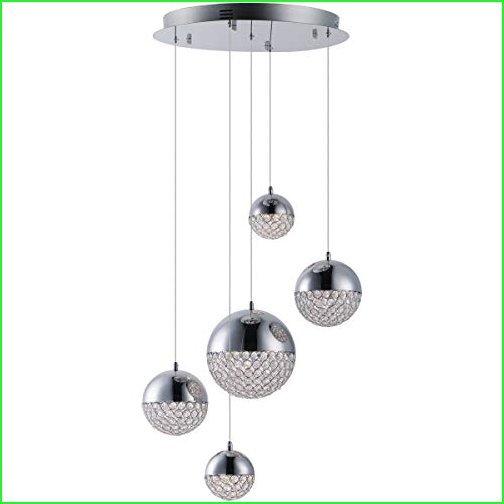 ET2 Lighting E31227-20PC Eclipse - 20 Inch 31.5W 5 LED Pendant, Polished Chrome Finish with Clear Crystal LED