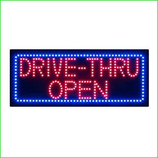 LED Drive Thru Open Light Sign Super Bright Electric Advertising Display Board for Pizza Burger Hot Dog Beer Wine Business Shop Store Window