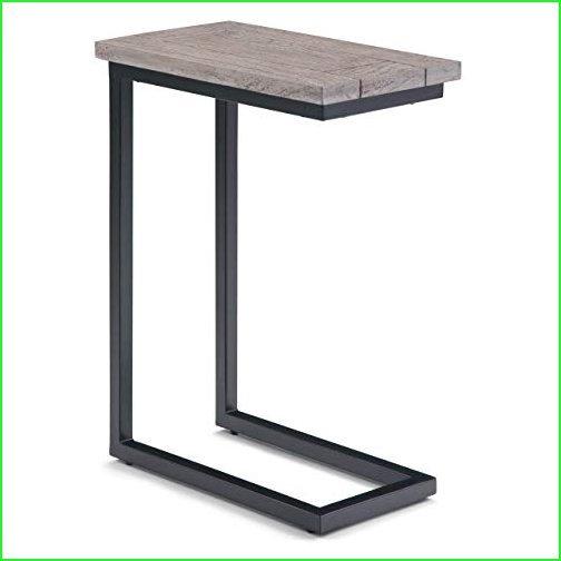 SIMPLIHOME　Skyler　Solid　the　Mango　C　Industrial　Birch,　Assembled,　Side　for　Living　and　wide　a　Room　Wood　Table　Rectangle　Metal　18　in　inch　Fully