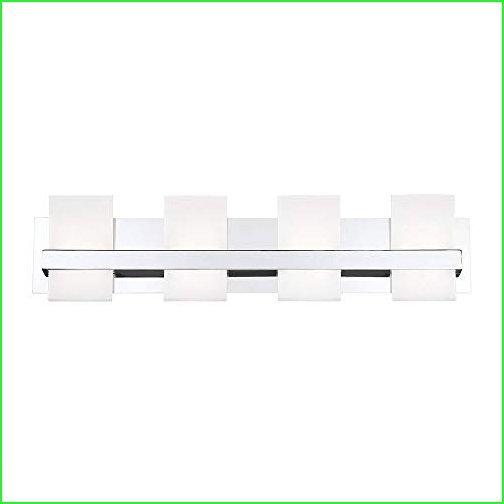Eurofase　35656-012　Cambridge　Rated,　Bath　4-Light　Frosted　7&quot;H　Total　Mount,　Damp　x　Vanity　Chrome　Wall　LED　30　Architectural　29&quot;W,　Watts,　Glass