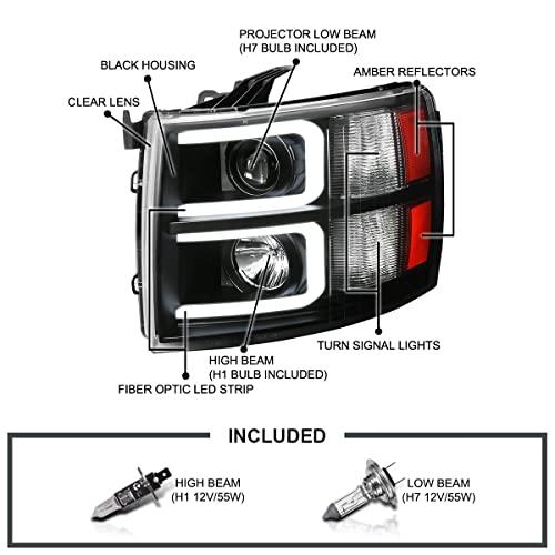 非常に高い品質 Spec-D Tuning LEDライトバー ブラック ハウジング クリアレンズ プロジェクター ヘッドライト 2007-2014 シボレー シルバラ