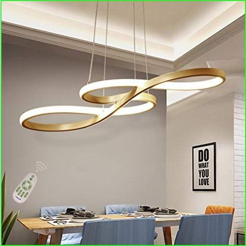 LED Chandelier Dining Room Island Ceiling Pendant Light Dimmable 3000K-6500K Remote Acrylic Half Flush Mount Lighting Fixtures, Modern Desig