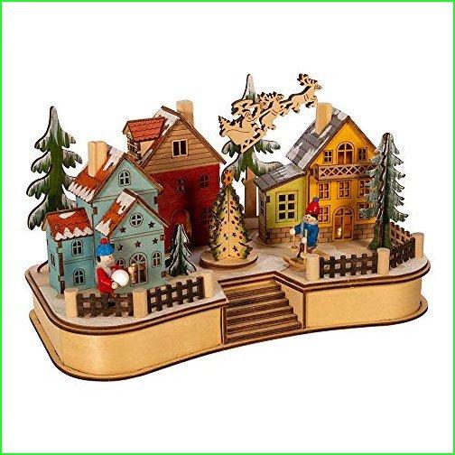 Kurt　S.　Adler　Motion　Battery-Operated　Kurt　Adler　7.08-Inch　LED　Musical　Village　House,　Multi