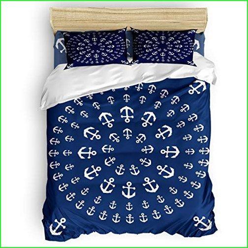 時間指定不可 Home 4 Piece Bedding Set Duvet Cover Set Queen Size Nautical Anchor Circle Design Decorative Duvet Cover Flat Sheet Pillow Case For Childr 全品送料無料 Www Fedelatina Org