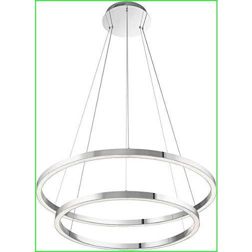 Elan Lighting 83866 Opus 36 Inch LED Chandelier, Chrome Finish with Clear Acrylic Cubic Zirconia Chip Glass