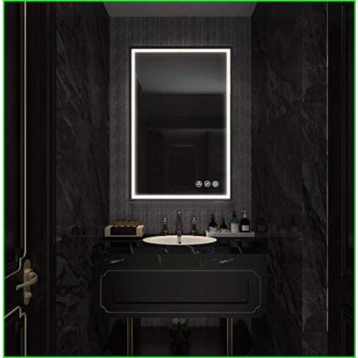 24”x36 Led Bathroom Mirror with Antifog, Dimmer, Adjustable Color Temperature, Smart Bathroom Led Mirror with Black Frame