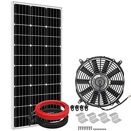 ECO-WORTHY 太陽電池式屋根裏換気扇 ゲーブル屋根換気扇 + 100W ソーラーパネル 16フィートソーラーケーブル1組付き アダプター付き｜galaxy-usa