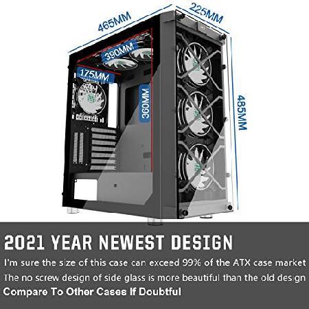 MUSETEX 6 PCS × 120mm LED ARGB Fans Pre-Installed ＆ 2 PCS × USB 3.0 Ports，Gaming PC Case High Airflow ATX Mid Tower Case with Voice Control System