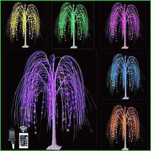 Colorful 240 LED Willow Tree Light, Lighted Colors Changing 5Ft Christmas Artificial Fairy Light Tree with Timer Remote White Branches for W