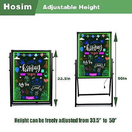 店舗安い Hosim Standing A-Frame LED メッセージライティングボード、32インチ x 24インチ 照明消去可能ネオンエフェクトレストランメニューサイン、点滅モード DIYメッ