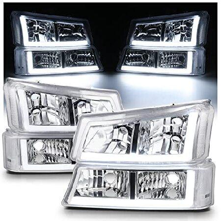 M-AUTO L＆R Headlamps + Bumper Lights Replacement for 03 04 Chevy