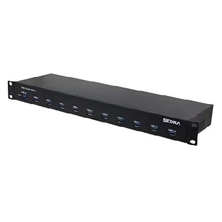 売り人気 SEDNA - 19インチ 1U ラックマウント 10ポート USB 3.2 Gen II ハブ (10Gbps) 5V 10A AC/DCアダプター付き