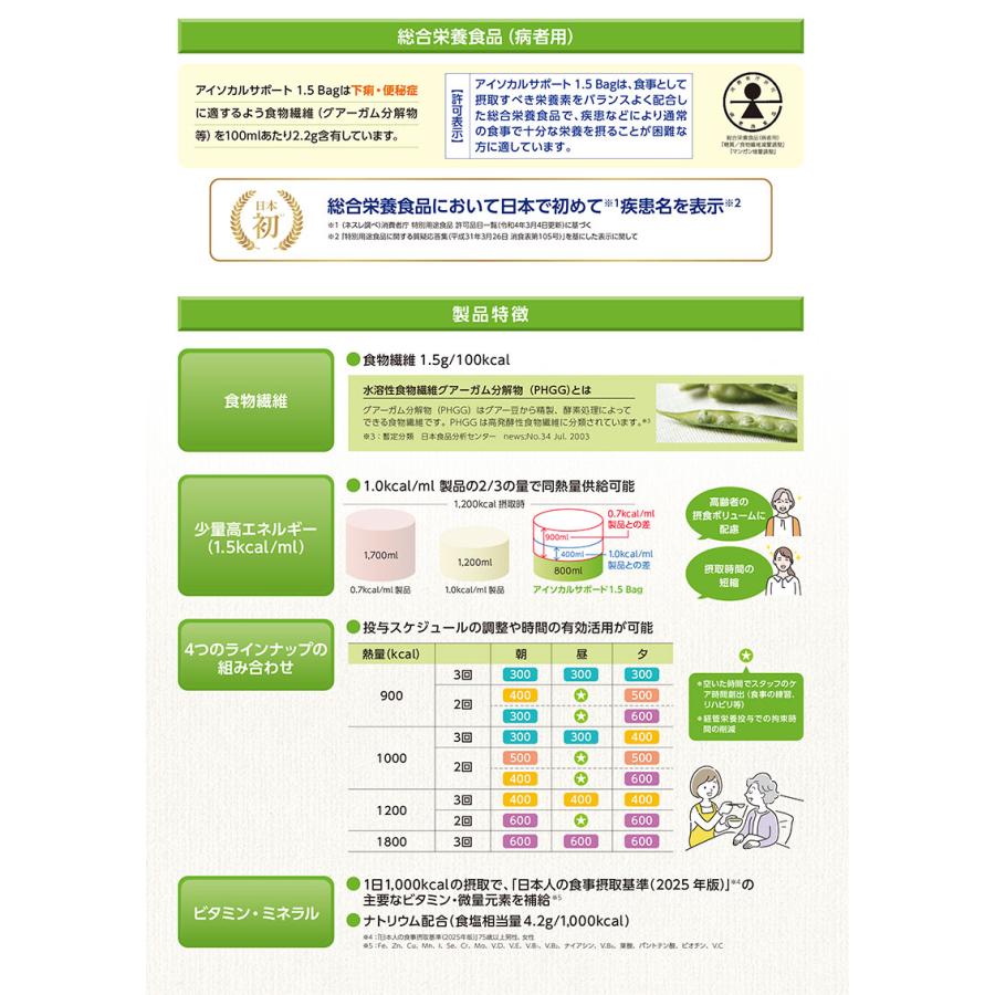 お取り寄せ品) アイソカルサポート 1.5 Bag(バッグ) 300kcal 200mL×18