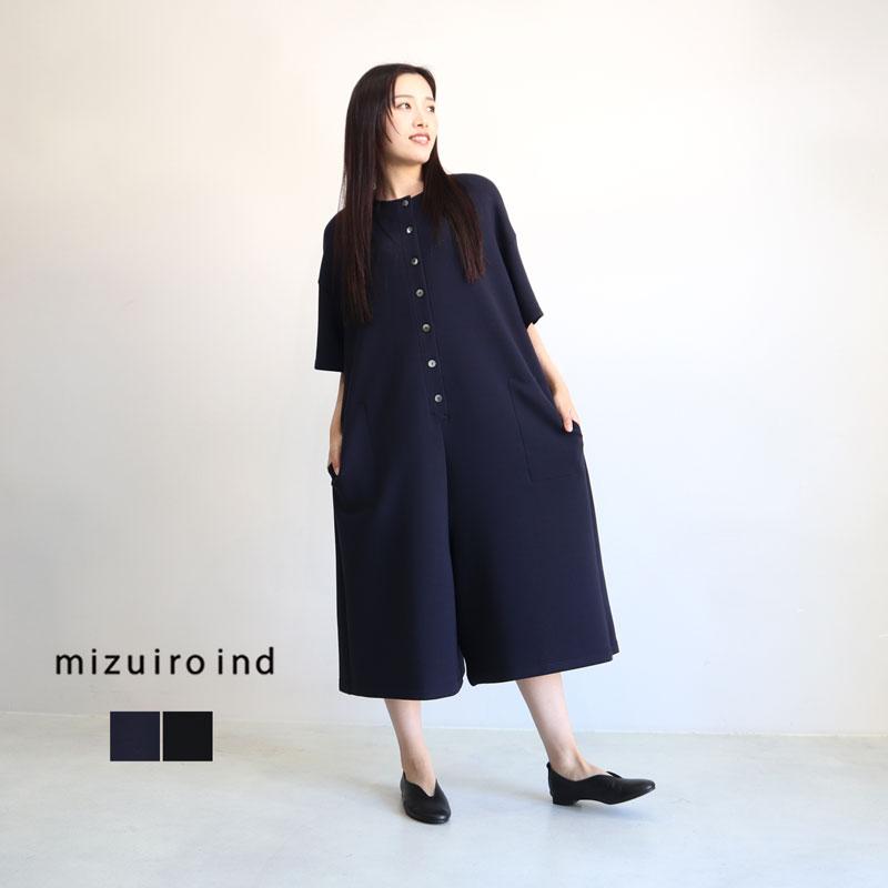 mizuiro ind ネイビー・オールインワン mizuiro ind クルーネックオールインワン | mizuiro