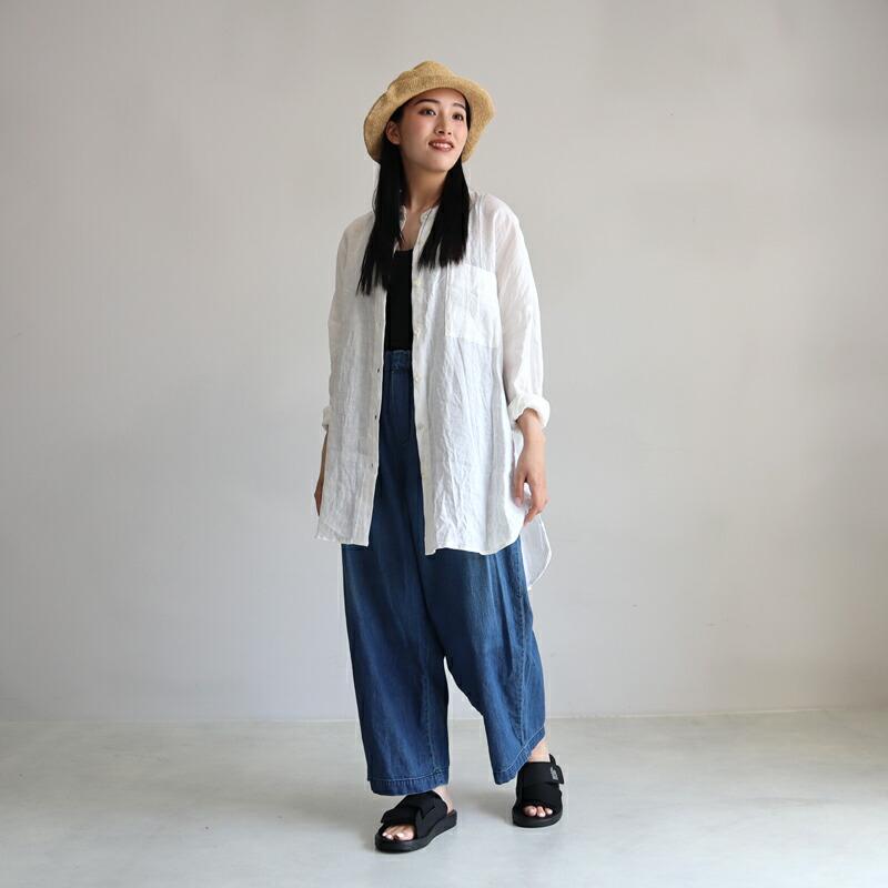 mizuiro ind ミズイロインド 50代 シャツ ブラウス リネンスタンド