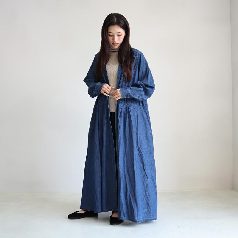 mizuiro ind ワンピース ミズイロインド デニムピンタックワンピース 