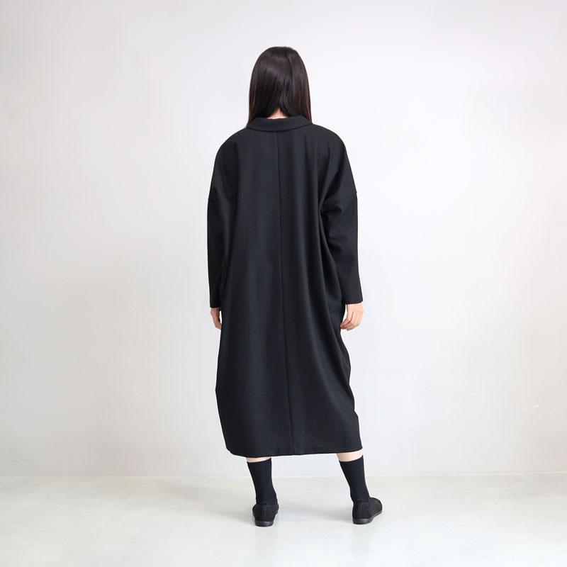 23AW✨極美品✨ミズイロインド ピンタックロングワンピース ブラック 洗える 美品 23AW ミズイロインド ピンタックロングワンピース ブラック