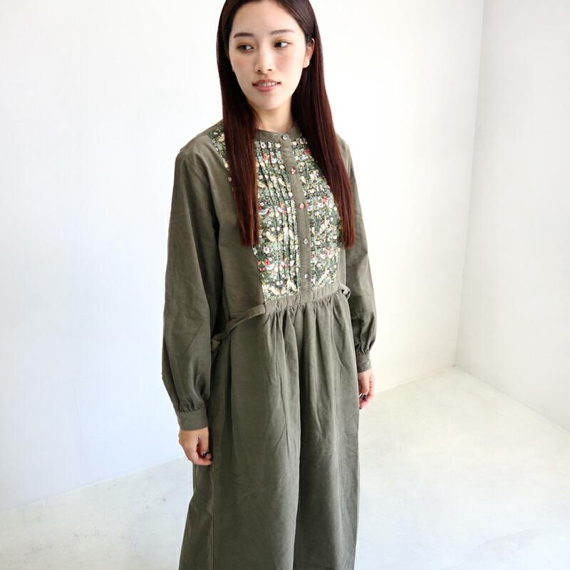 sosotto ソソット 細コール×リバティプリントビブヨーク