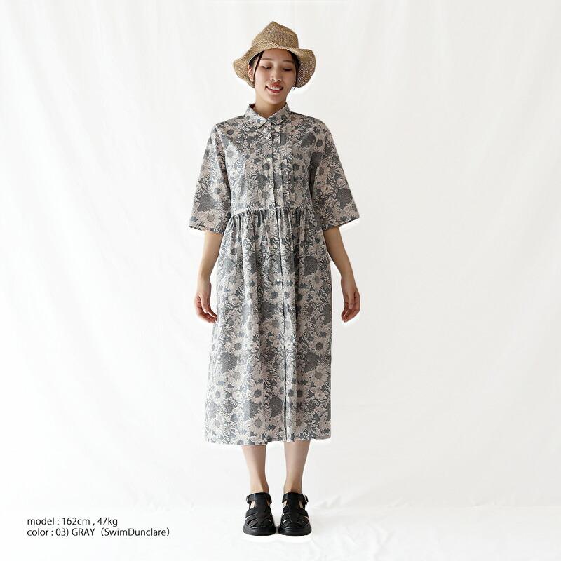 sosotto ソソット リバティプリントチビ衿ピンタックワンピース sosotto ソソット リバティプリントチビ衿ピンタックワンピース