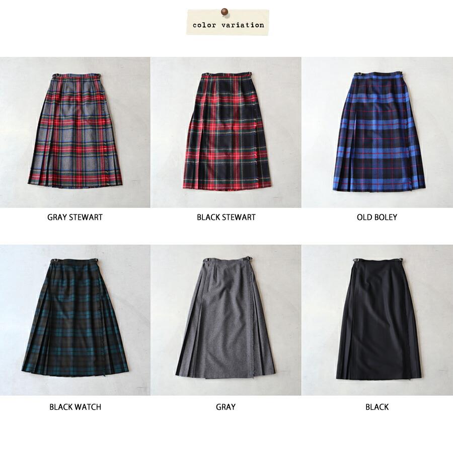 オニールオブダブリン プリーツラップスカート チェック ウール