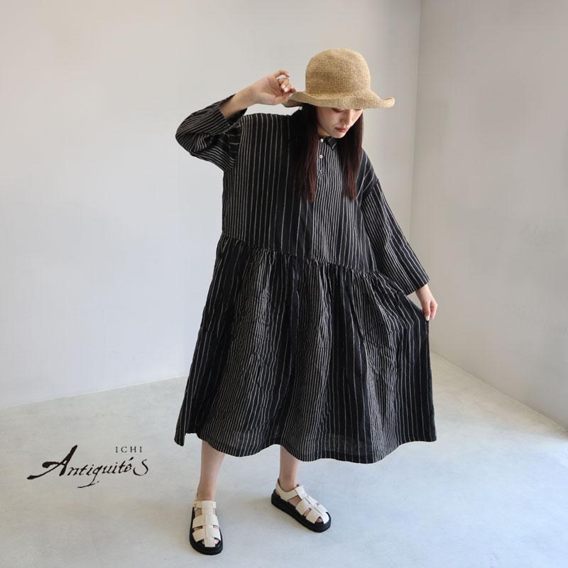 ICHI Antiquites イチアンティークス ランダムストライプワンピース  