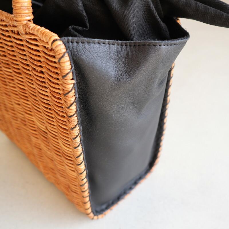 【値下交渉歓迎】 ザバグマティ ウィッカー×レザー かごバッグ バスケット 台形 The Bagmati (ザバグマティ) かごバッグ ウィッカー レザー