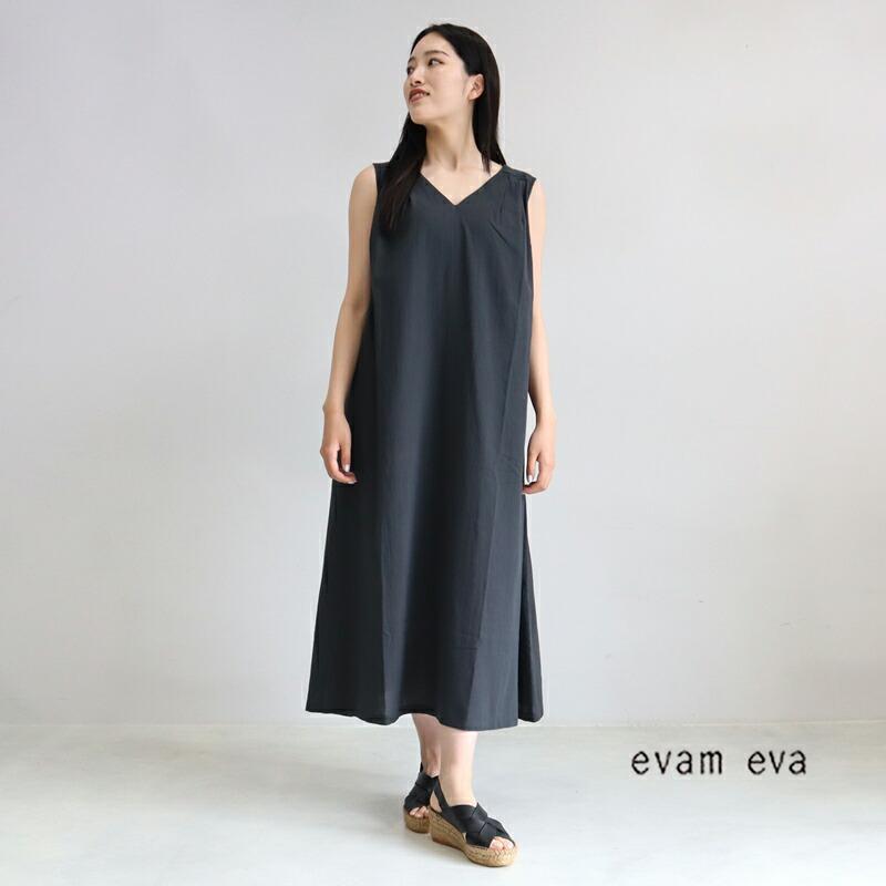 evam eva エヴァムエヴァ ワンピース コットンスリーブレスワンピース  
