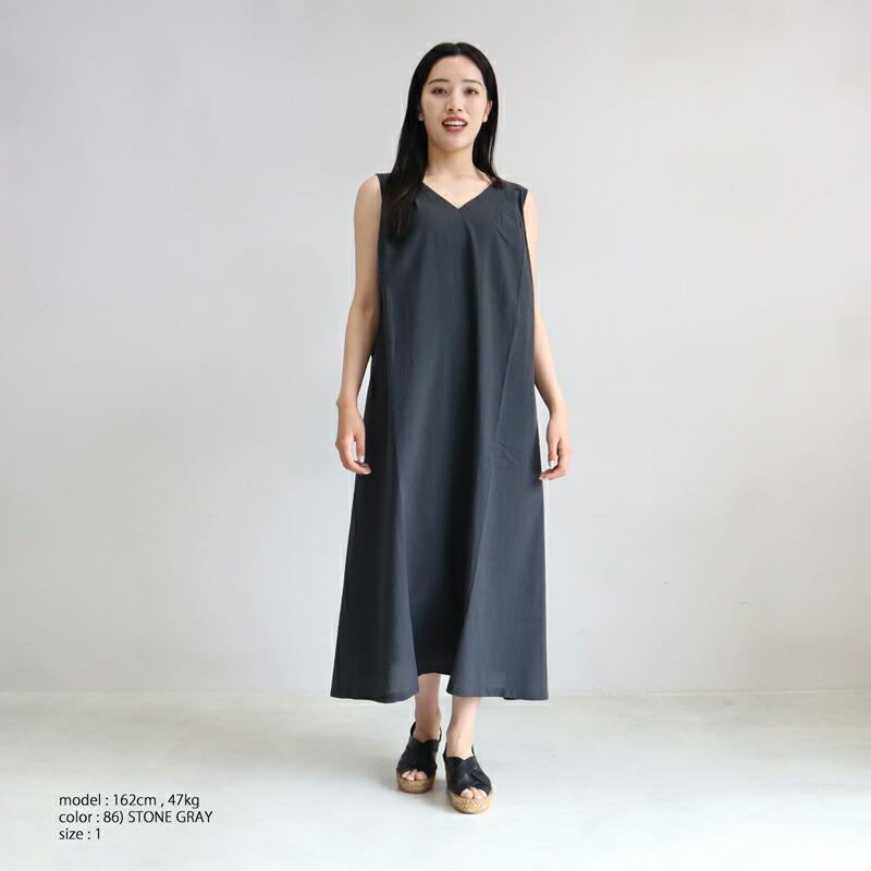 evam eva エヴァムエヴァ ワンピース コットンスリーブレスワンピース  