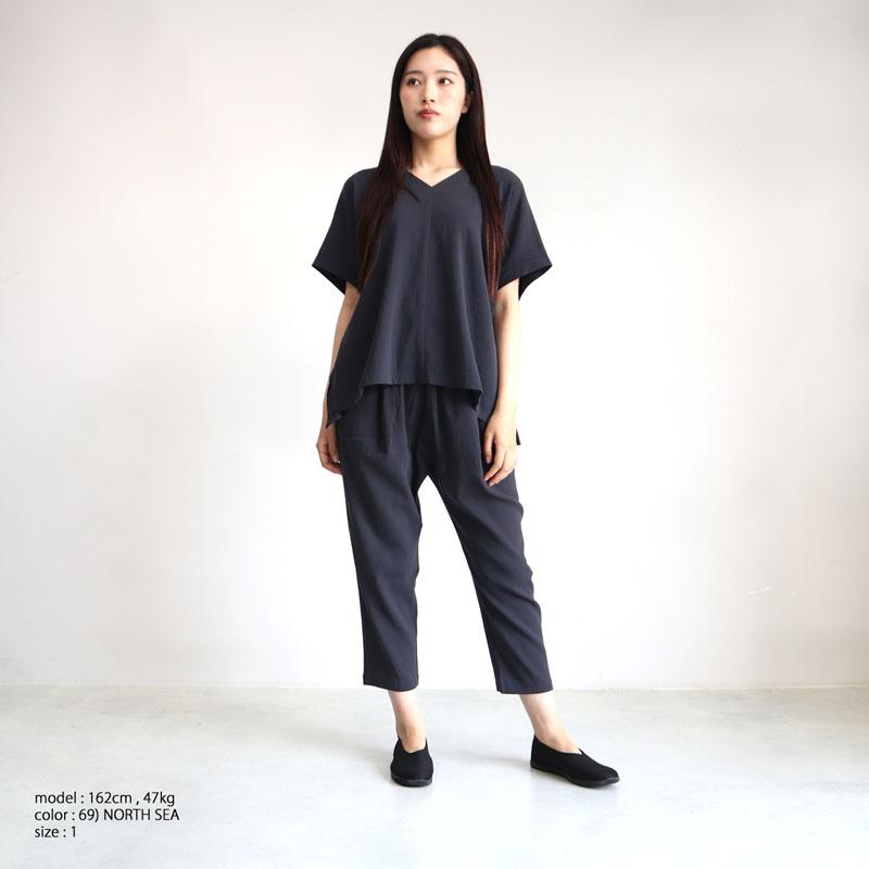 evam eva エヴァムエヴァ コットンタックパンツ E241T170 テーパード  