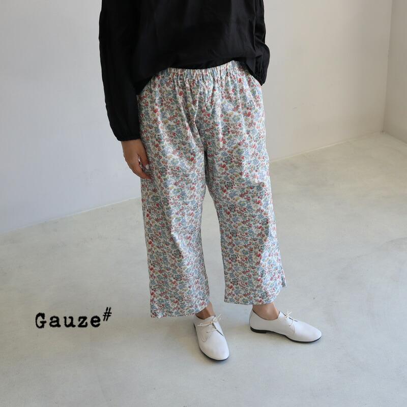 Gauze ガーゼ リバティアトリエショートパンツ ワイドパンツ リラックスパンツ イージーパンツ 花柄 G808 レディース 春夏