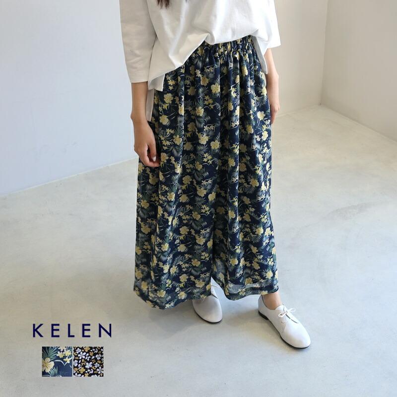 kelen ケレン ヴィンテージフラワーギャザーパンツ ワイドパンツ  