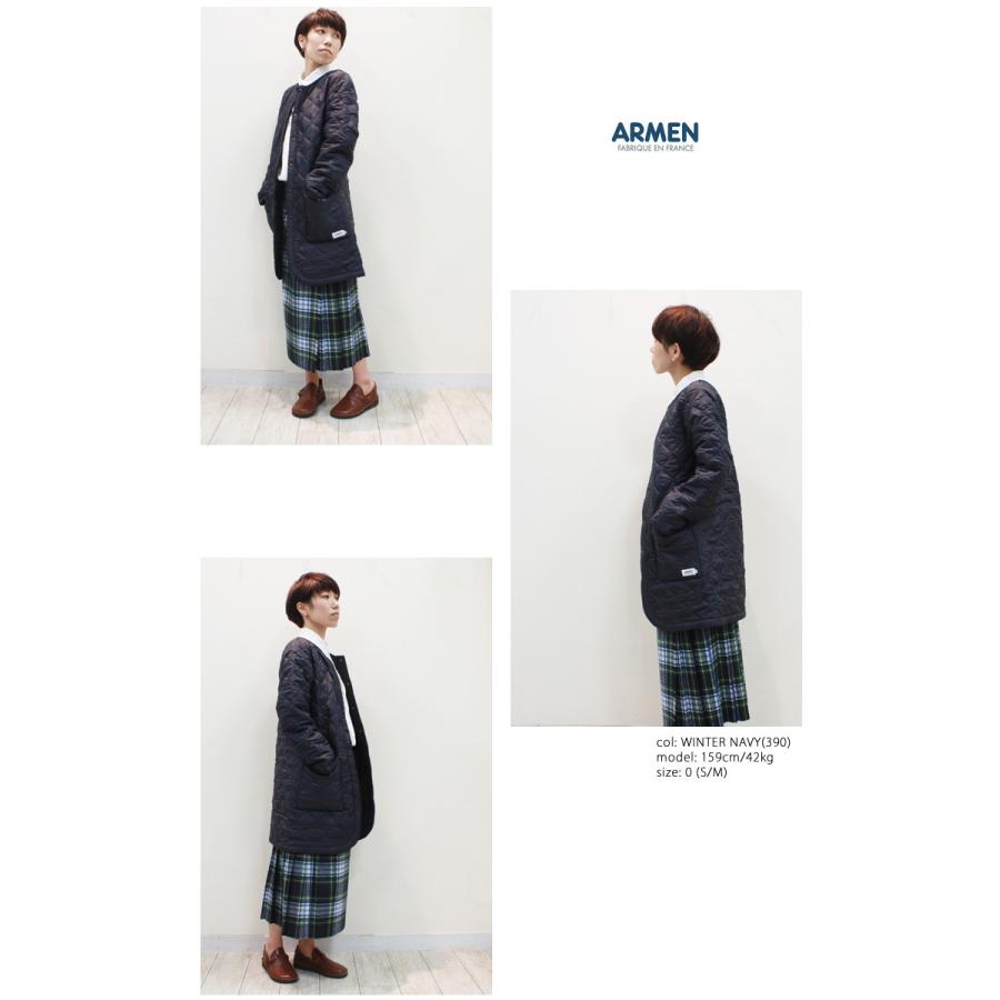 ARMEN キルティングコート アーメン 裏フリースナイロン ノーカラーキルティングコート HEAT QUILT ヒートキルト NAM1651 レディース|galette-store|04