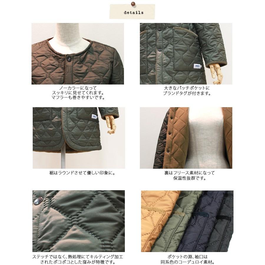 ARMEN キルティングコート アーメン 裏フリースナイロン ノーカラーキルティングコート HEAT QUILT ヒートキルト NAM1651 レディース|galette-store|05