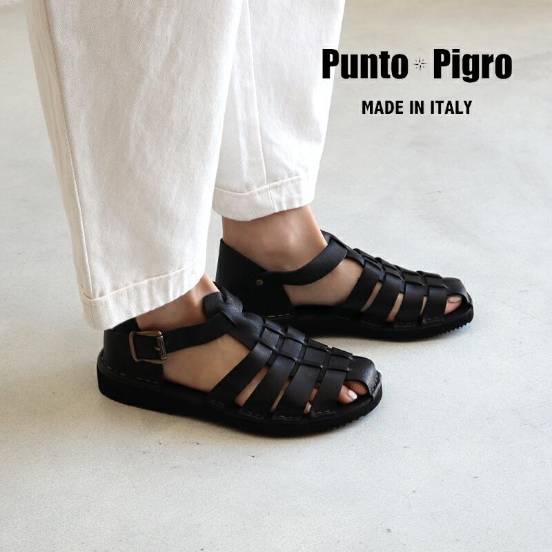 punto pigro Punto Pigro プントピグロ レザーメッシュサンダル グルカ 