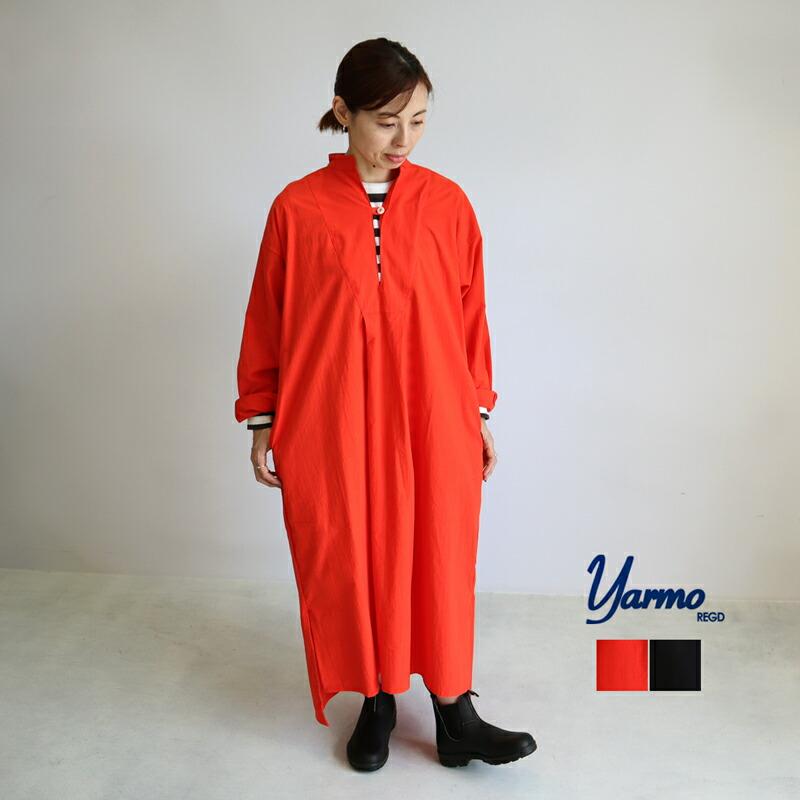 ヤーモ yarmo シャツドレス ロングワンピース シャツワンピース 長袖 