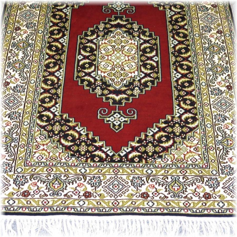 高級段通ペルシャ絨毯シルク100×150センチアクセントラグ