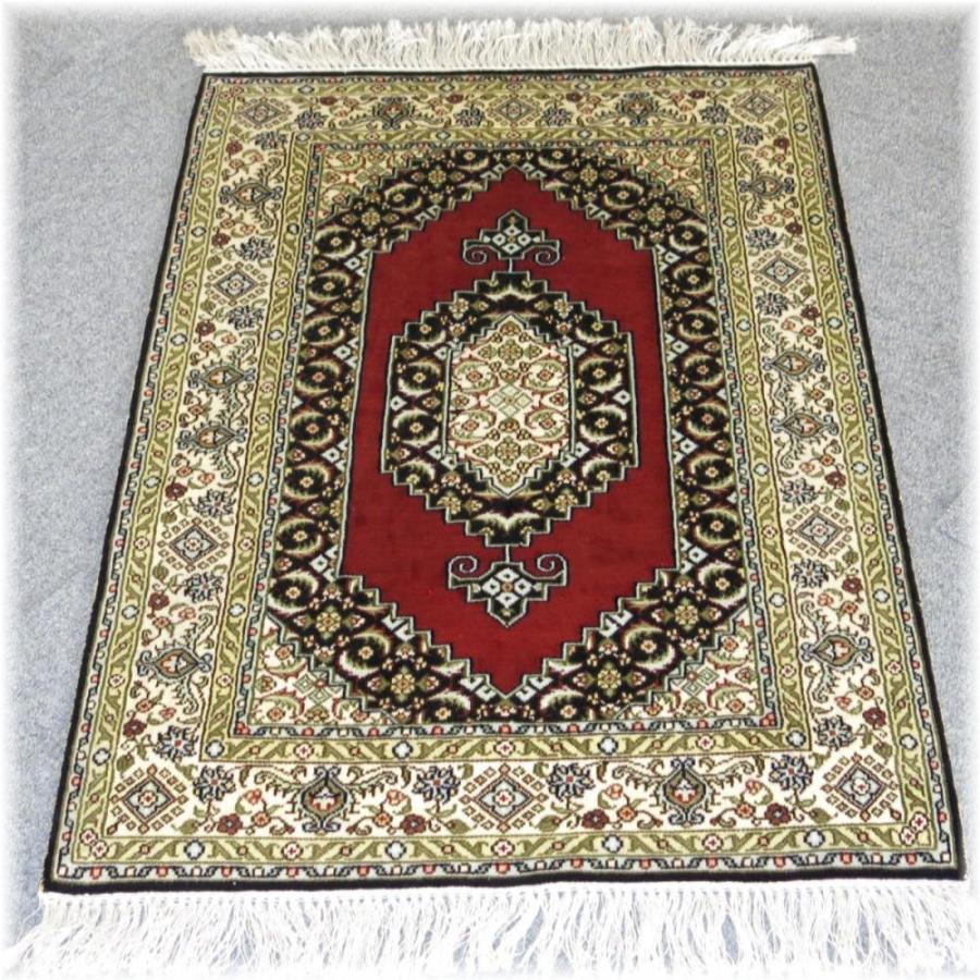 高級段通ペルシャ絨毯シルク100×150センチアクセントラグ