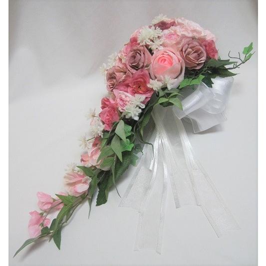 ウェディングブーケ くすみピンクのキャスケードブーケ 高品質なのに安い B0498 0498 Galleriaissyo 通販 Yahoo ショッピング